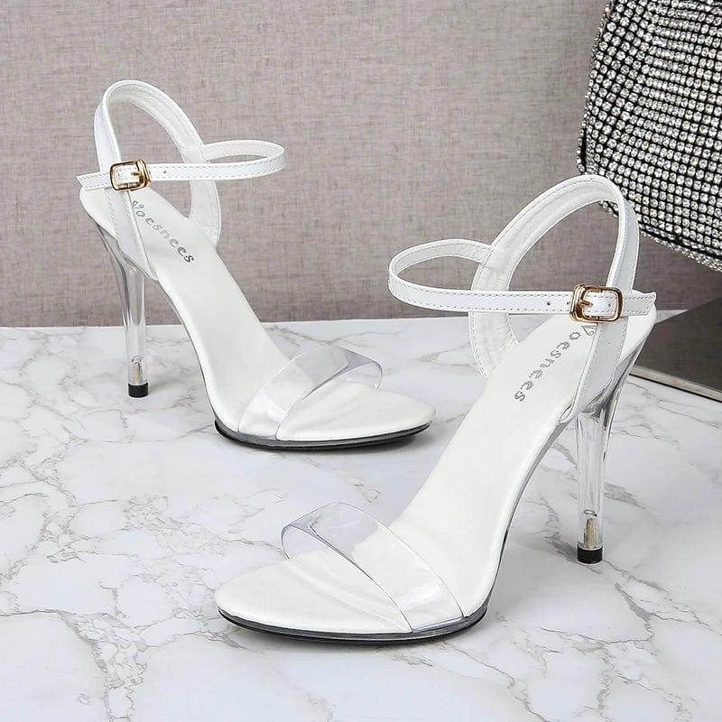Newest Trendy 11 CM Clear Heel Strippers Ladies Sexy Summer Shoes Women Big Size High Heels Sandals