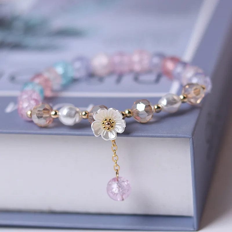 Newly Popular In 2024 Flower Bracelet Female Forest Student Colored Bracelet Minimalist and Niche Crystal Bracelets