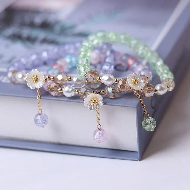 Newly Popular In 2024 Flower Bracelet Female Forest Student Colored Bracelet Minimalist and Niche Crystal Bracelets