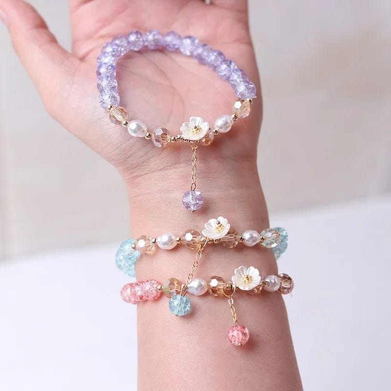 Newly Popular In 2024 Flower Bracelet Female Forest Student Colored Bracelet Minimalist and Niche Crystal Bracelets