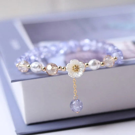 Newly Popular In 2024 Flower Bracelet Female Forest Student Colored Bracelet Minimalist and Niche Crystal Bracelets