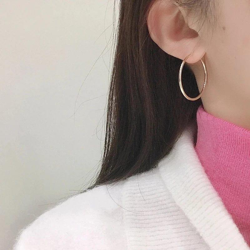 NINE'S 18k Pure Gold Hoop Earrings,High Polished Round Hoop Earrings for Women Teen Girls 15mm 20mm 25mm Fine Jewelry