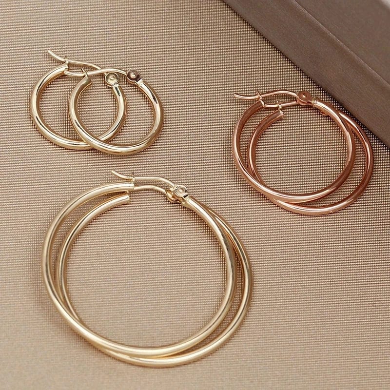 NINE'S 18k Pure Gold Hoop Earrings,High Polished Round Hoop Earrings for Women Teen Girls 15mm 20mm 25mm Fine Jewelry