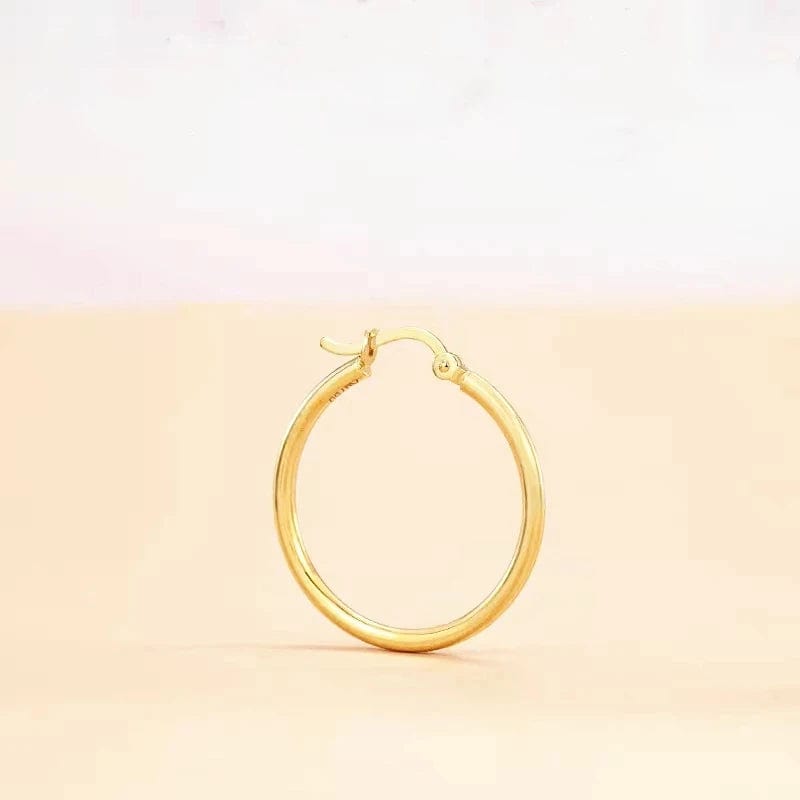 NINE'S 18k Pure Gold Hoop Earrings,High Polished Round Hoop Earrings for Women Teen Girls 15mm 20mm 25mm Fine Jewelry