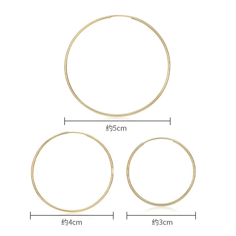 NINE'S Classic Fashion Design 18k Real Gold Hoop Round Circle Earrings Women's Hoop Earring Jewelry