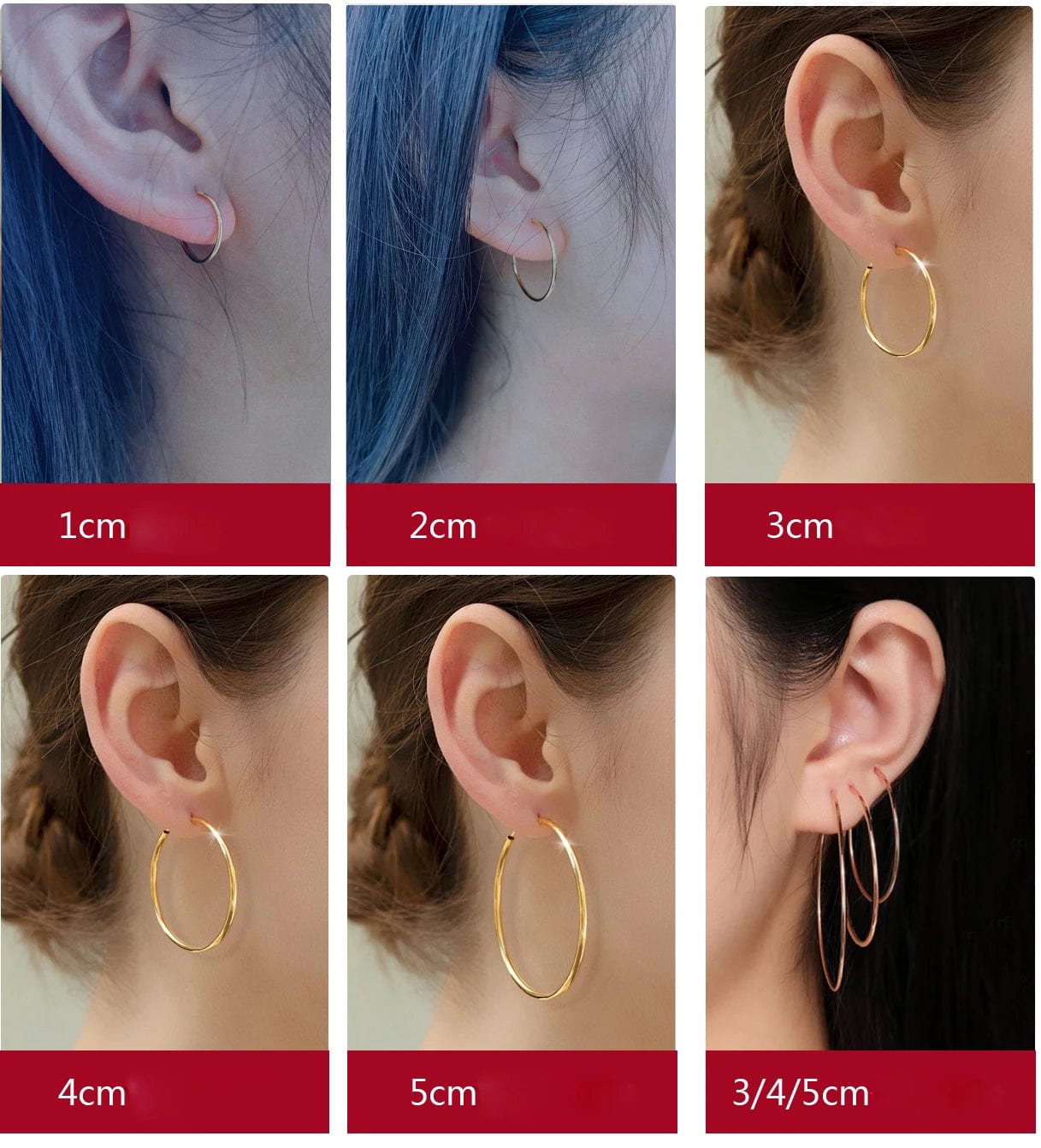 NINE'S Classic Fashion Design 18k Real Gold Hoop Round Circle Earrings Women's Hoop Earring Jewelry
