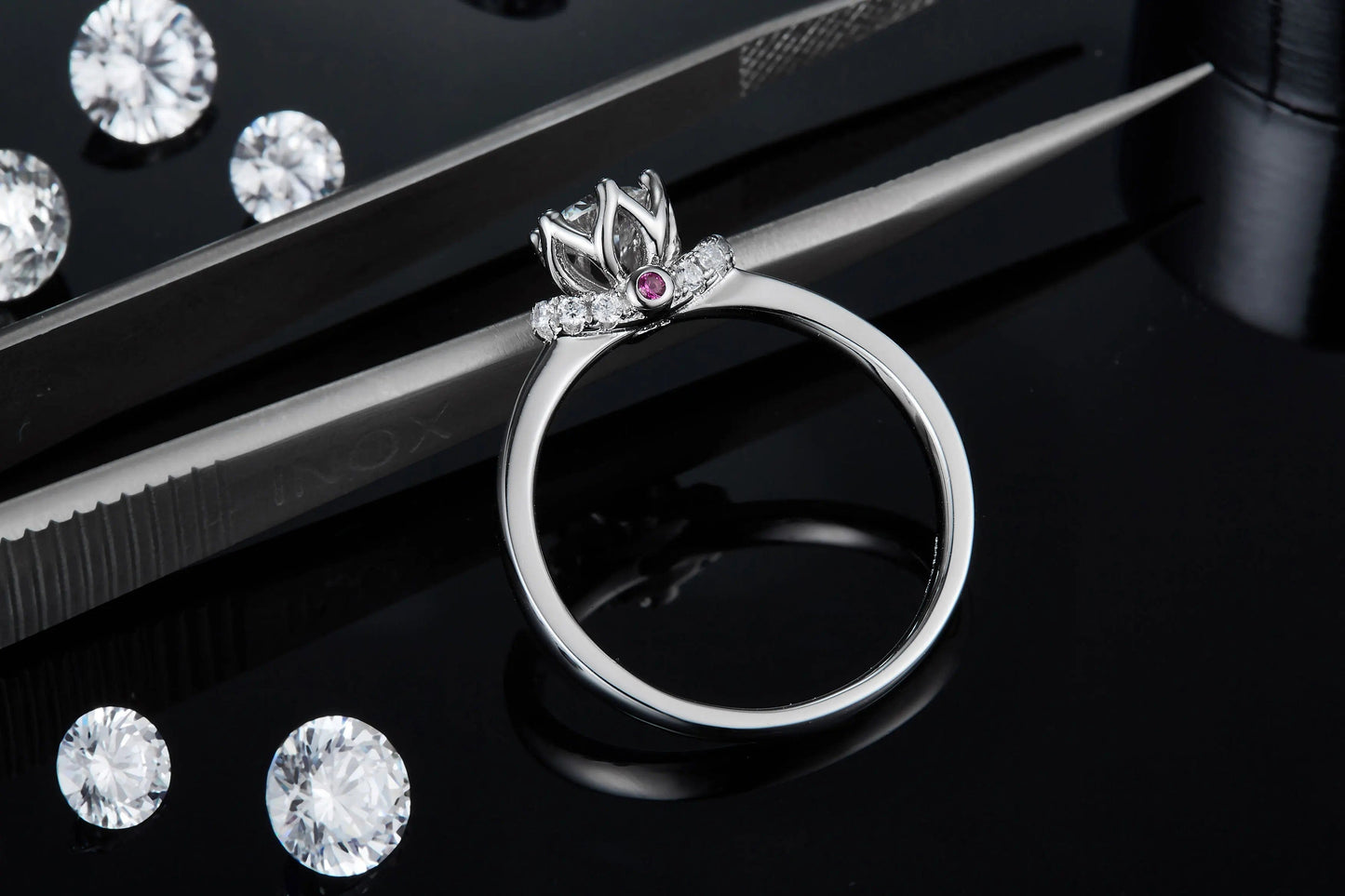 NINE'S Custom Woman jewelry Silver Rings Sterling Silver 925 Jewellery Colored Ruby Fashion Ring 925 Sterling Silver Rings