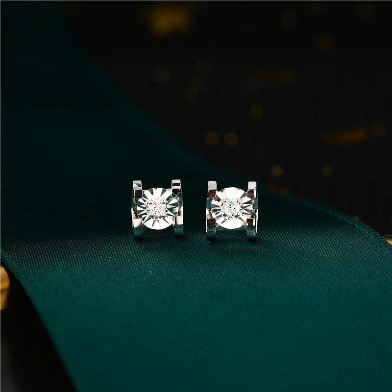NINE'S Hot Sell Real 18K Solid Gold Stud Earring Trendy Design Real Gold Earring Stud 18K Gold Diamonds Jewelry
