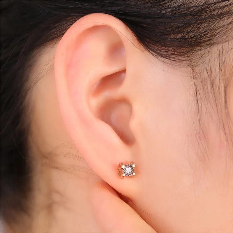 NINE'S Hot Sell Real 18K Solid Gold Stud Earring Trendy Design Real Gold Earring Stud 18K Gold Diamonds Jewelry