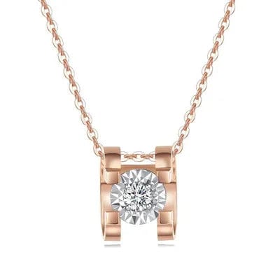 NINE'S Luxury Gift Real 18k Pure Solid Gold Necklace Diamonds Pendant 18kt Gold Necklace For Women Jewelry