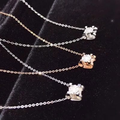 NINE'S Luxury Gift Real 18k Pure Solid Gold Necklace Diamonds Pendant 18kt Gold Necklace For Women Jewelry