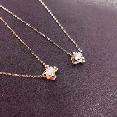 NINE'S Luxury Gift Real 18k Pure Solid Gold Necklace Diamonds Pendant 18kt Gold Necklace For Women Jewelry