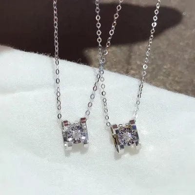 NINE'S Luxury Gift Real 18k Pure Solid Gold Necklace Diamonds Pendant 18kt Gold Necklace For Women Jewelry