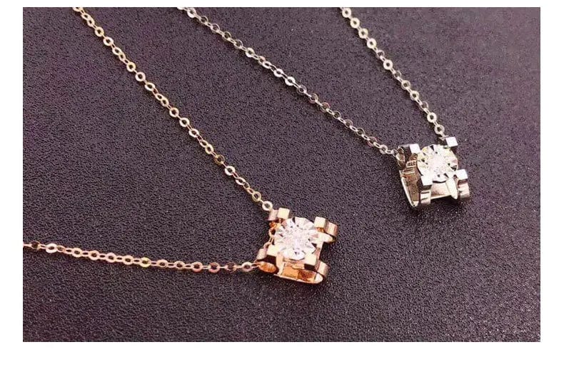 NINE'S Luxury Gift Real 18k Pure Solid Gold Necklace Diamonds Pendant 18kt Gold Necklace For Women Jewelry