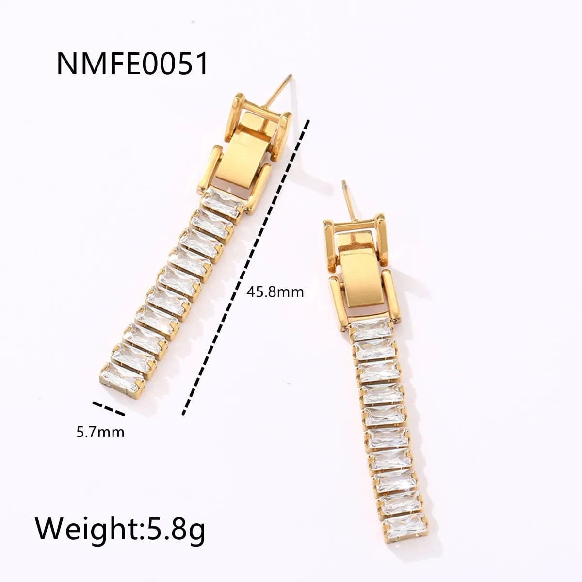 NMFE0051-gold Luxury Diamond Earring Jewelry Set Women 18K Gold Plated Stainless Steel Zircon Drop Hoop Big Circle Huggies Statement Earrings