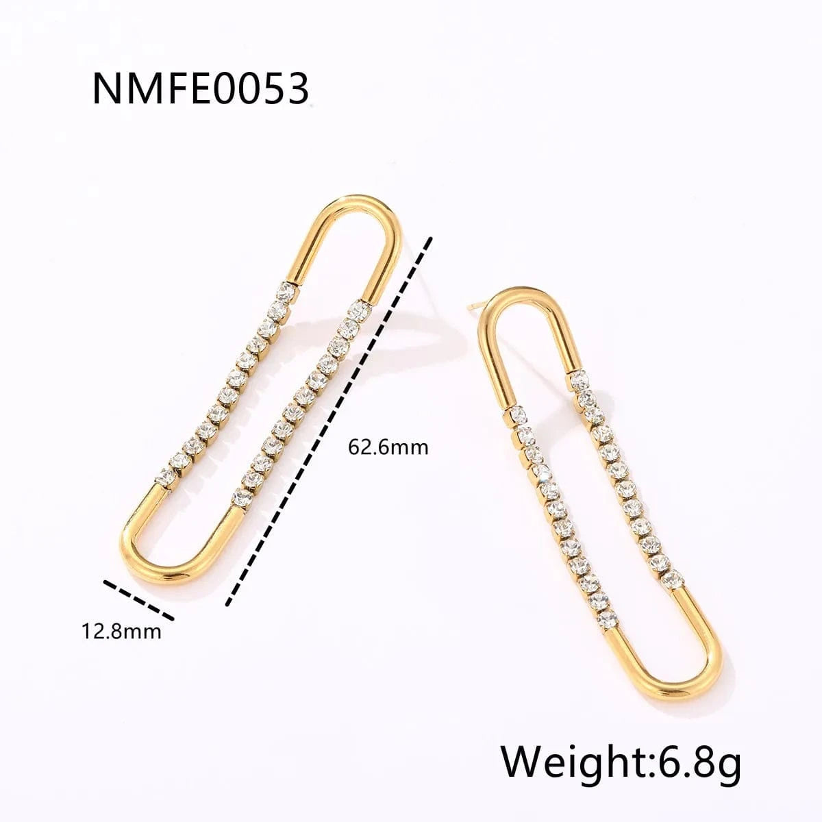 NMFE0053-gold Luxury Diamond Earring Jewelry Set Women 18K Gold Plated Stainless Steel Zircon Drop Hoop Big Circle Huggies Statement Earrings
