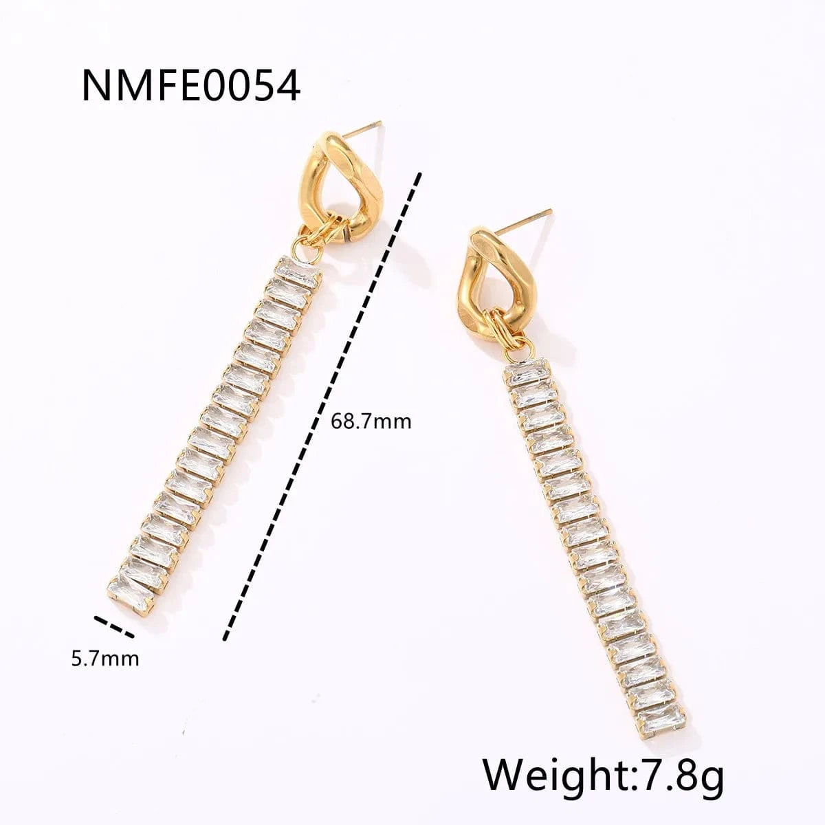 NMFE0054-gold Luxury Diamond Earring Jewelry Set Women 18K Gold Plated Stainless Steel Zircon Drop Hoop Big Circle Huggies Statement Earrings