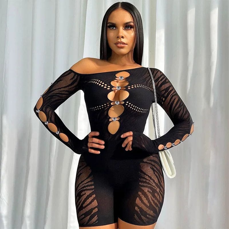 NN0044 new arrival 2024 summer sexy womens clothing solid jumpsuits hollow out lace rompers bodycon womens playsuit
