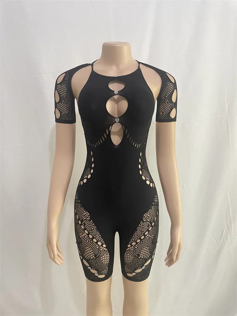 NN0044 new arrival 2024 summer sexy womens clothing solid jumpsuits hollow out lace rompers bodycon womens playsuit