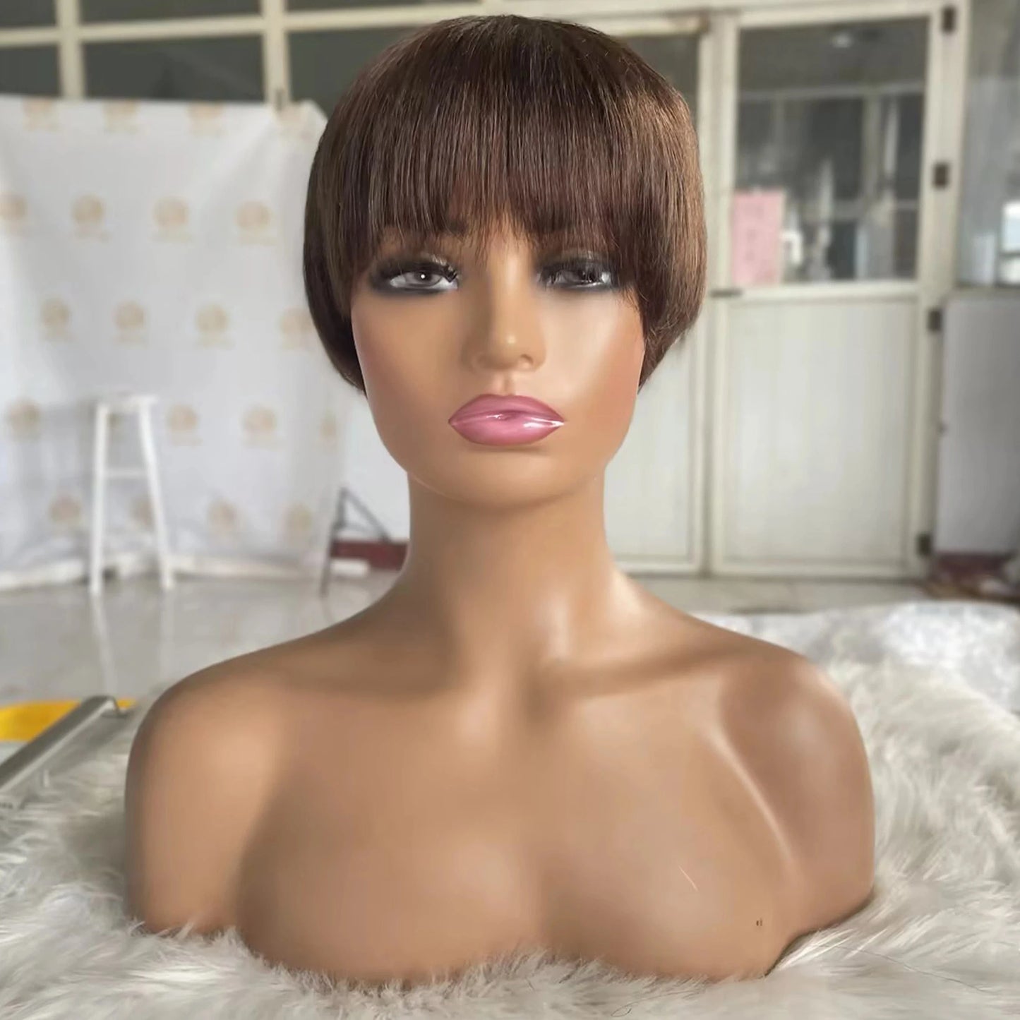 NO.18 / Picture Shown 8 Inch Deep Curly Short Cut Bob Wigs Human Hair Bob Lace Frontal Wig Front Pre Plucked Original Brazilian with Baby Hair