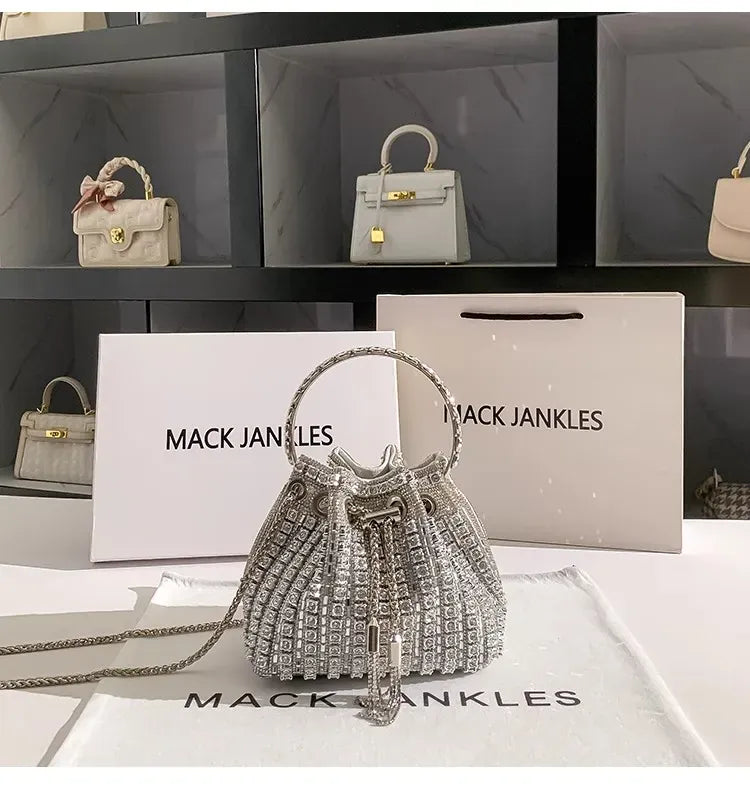 no gift box 9 / 16x10x14CM Luxury Designer Women's Handbag Crystal Shiny Rhinestones Diamond Evening Bag Wedding Party Clutch Purse Shoulder Crossbody Bag