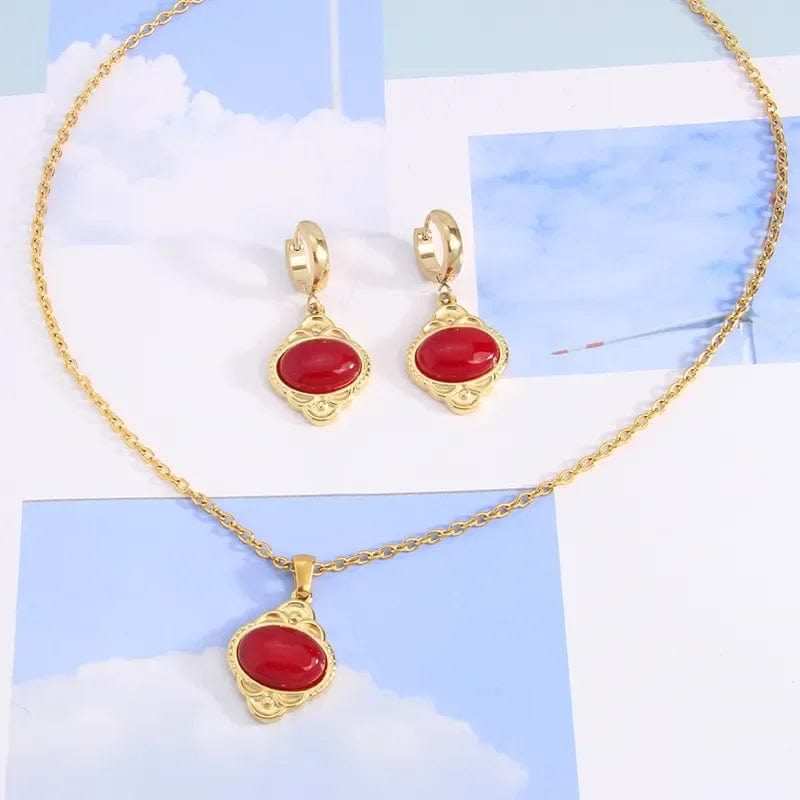 Non Tarnish Women Jewelry Gemstone Choker 18k Gold Plated Clavicle Chain Stainless Steel Fashion Natural Stone Pendant Necklace