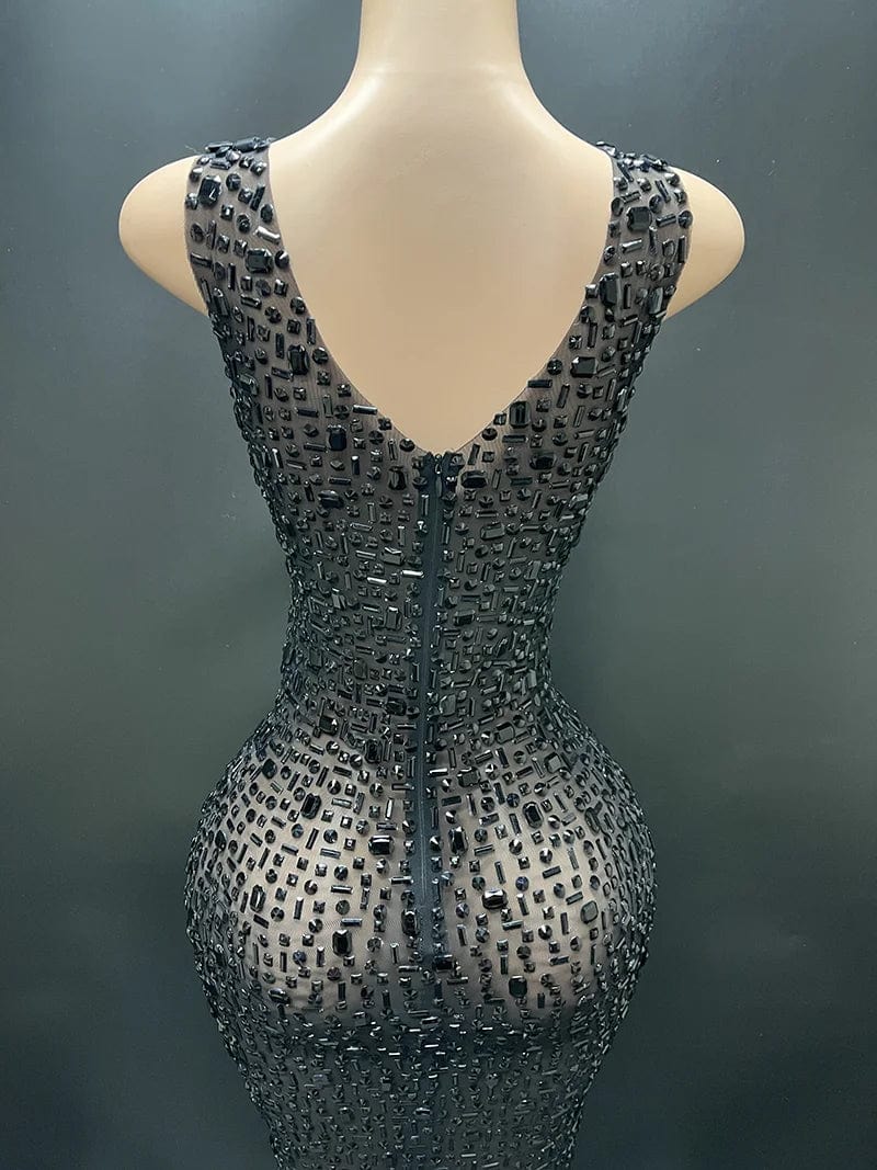 NOVANCE Y2507-TB summer dresses women 2024 sparkly black prom dress bodycon mesh dress see through sexy transparent