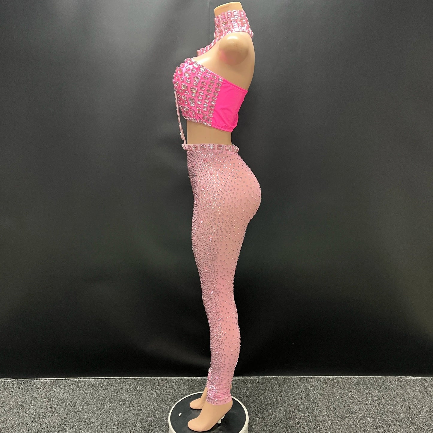 NOVANCE Y3745-E dropshipping productos 2024 rhinestone vest for women bodycon pants sexy mesh see through for causal for club