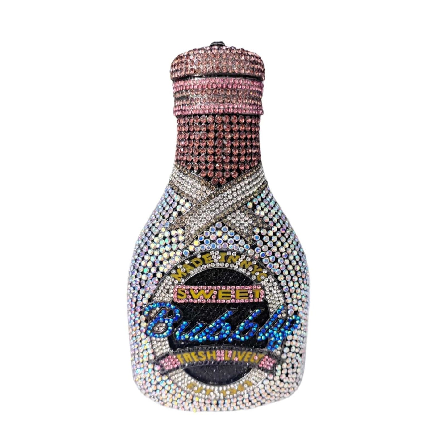 Novel 2024 Evening Wine Champagne Glasd Bottle Shape Crystal Clutch Banquet Handbag Party Dinner Purse Rhinestone Luxury Women