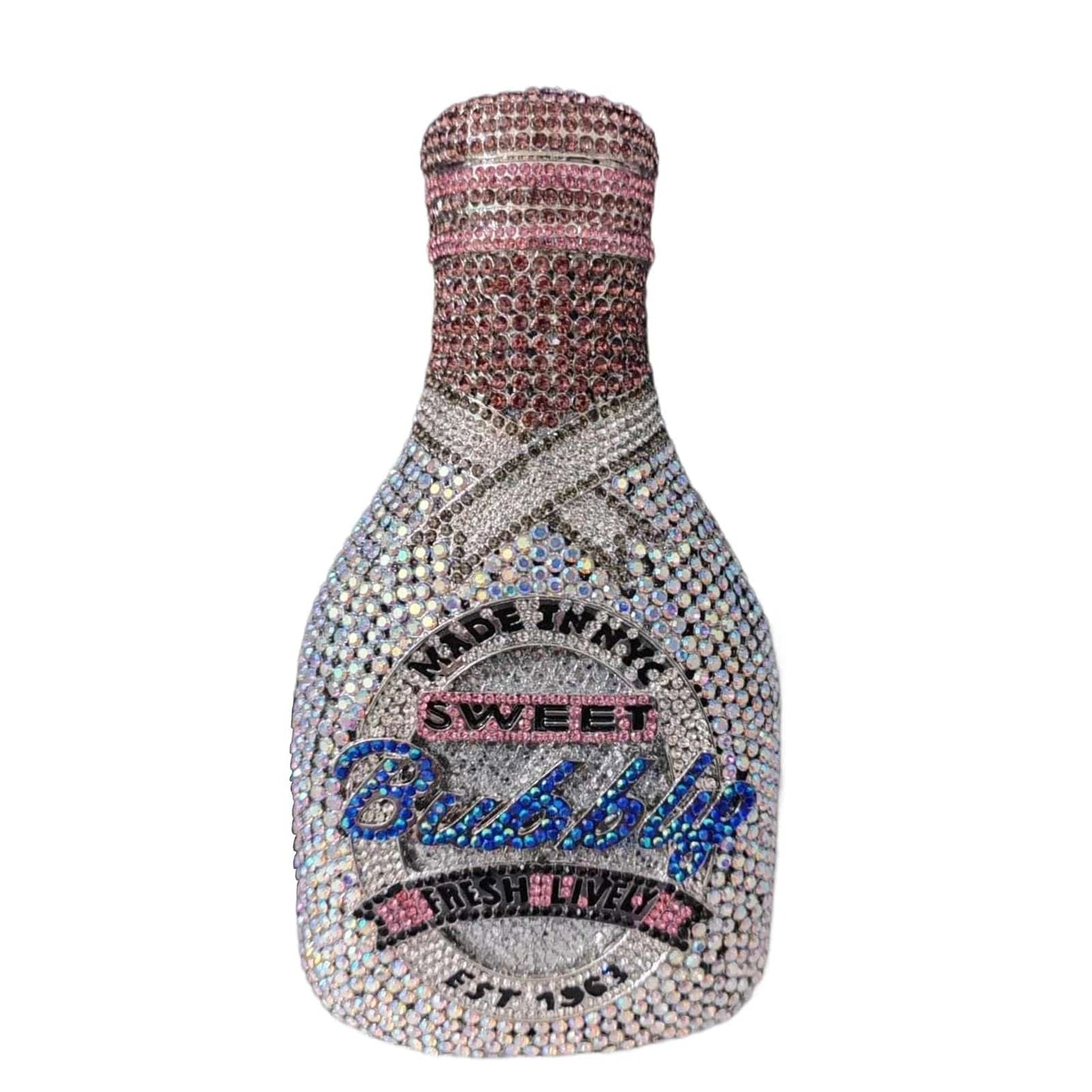 Novel 2024 Evening Wine Champagne Glasd Bottle Shape Crystal Clutch Banquet Handbag Party Dinner Purse Rhinestone Luxury Women