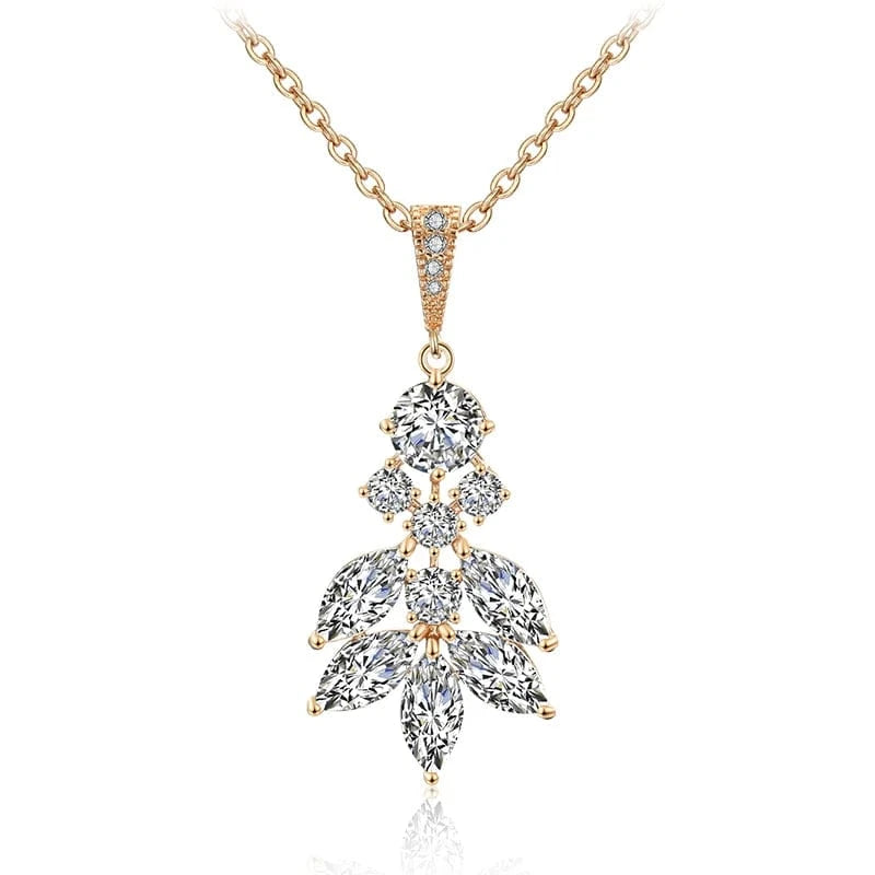 NP2089 Gold RAKOL NP2131 fashion simple CZ zirconia flower pendent necklace gold plated chian jewelry necklace for women