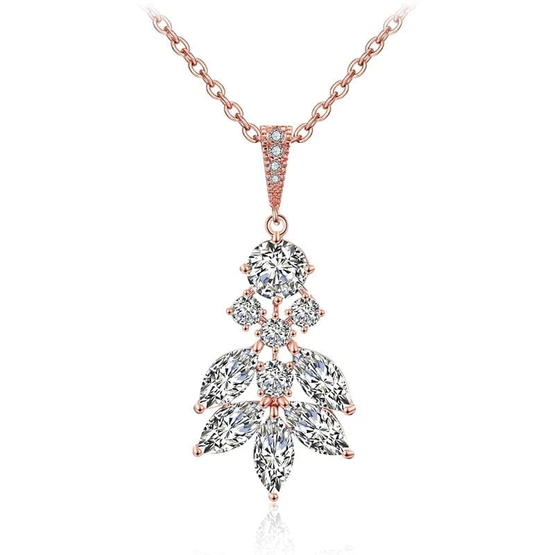NP2089 Rose Gold RAKOL NP2131 fashion simple CZ zirconia flower pendent necklace gold plated chian jewelry necklace for women