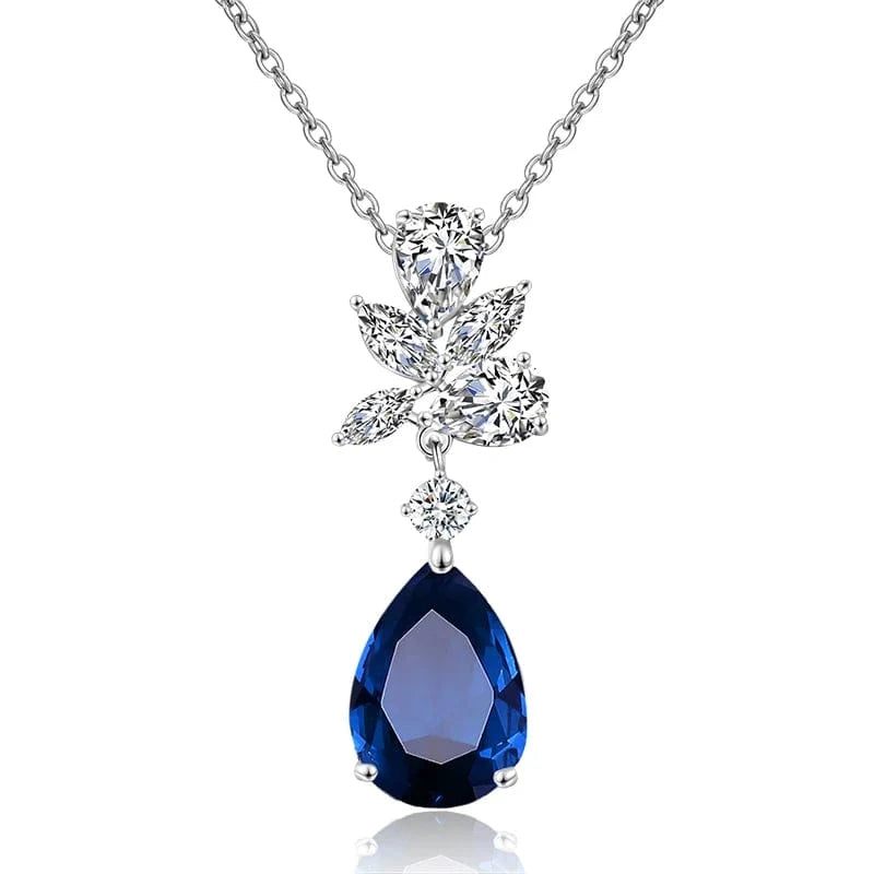 NP2143 White Blue Stone RAKOL NP2131 fashion simple CZ zirconia flower pendent necklace gold plated chian jewelry necklace for women