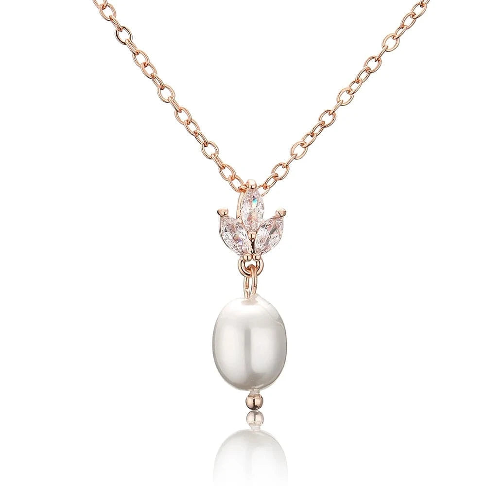 NP5092 Rose Gold RAKOL NP055 fashion arrival wedding women necklace engagement pearl necklace