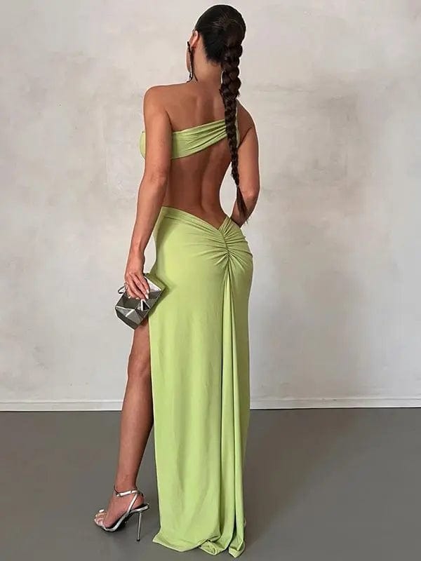 Oblique Shoulder Celebrity Style Split Dress modest evening dress women casual bodycon dresses for 2024