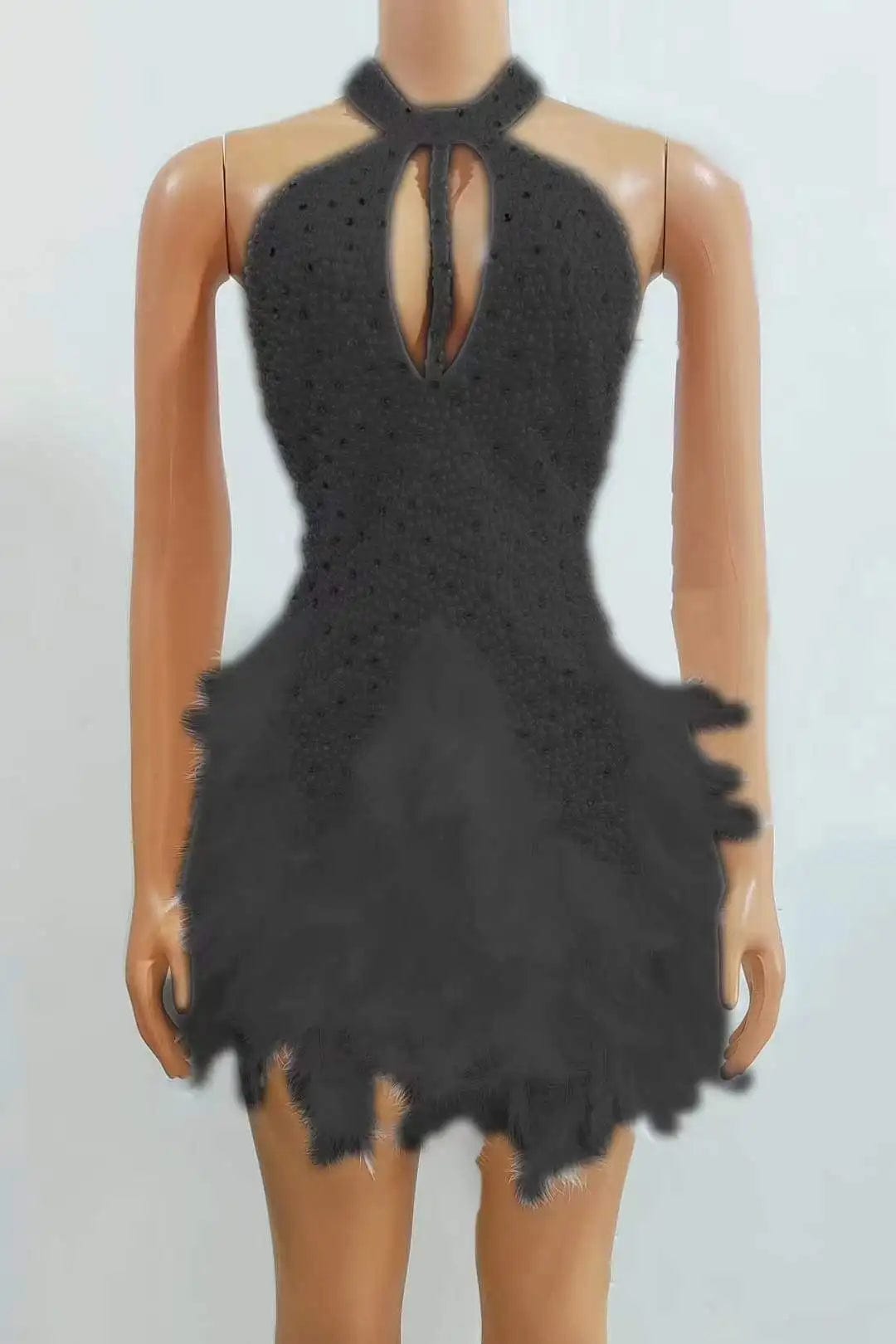 Ocstrade 2024 New Arrivals Halter Hollow Out Sexy Pearls Prom Dress Elegant Night Performance Dress With Feather For Party