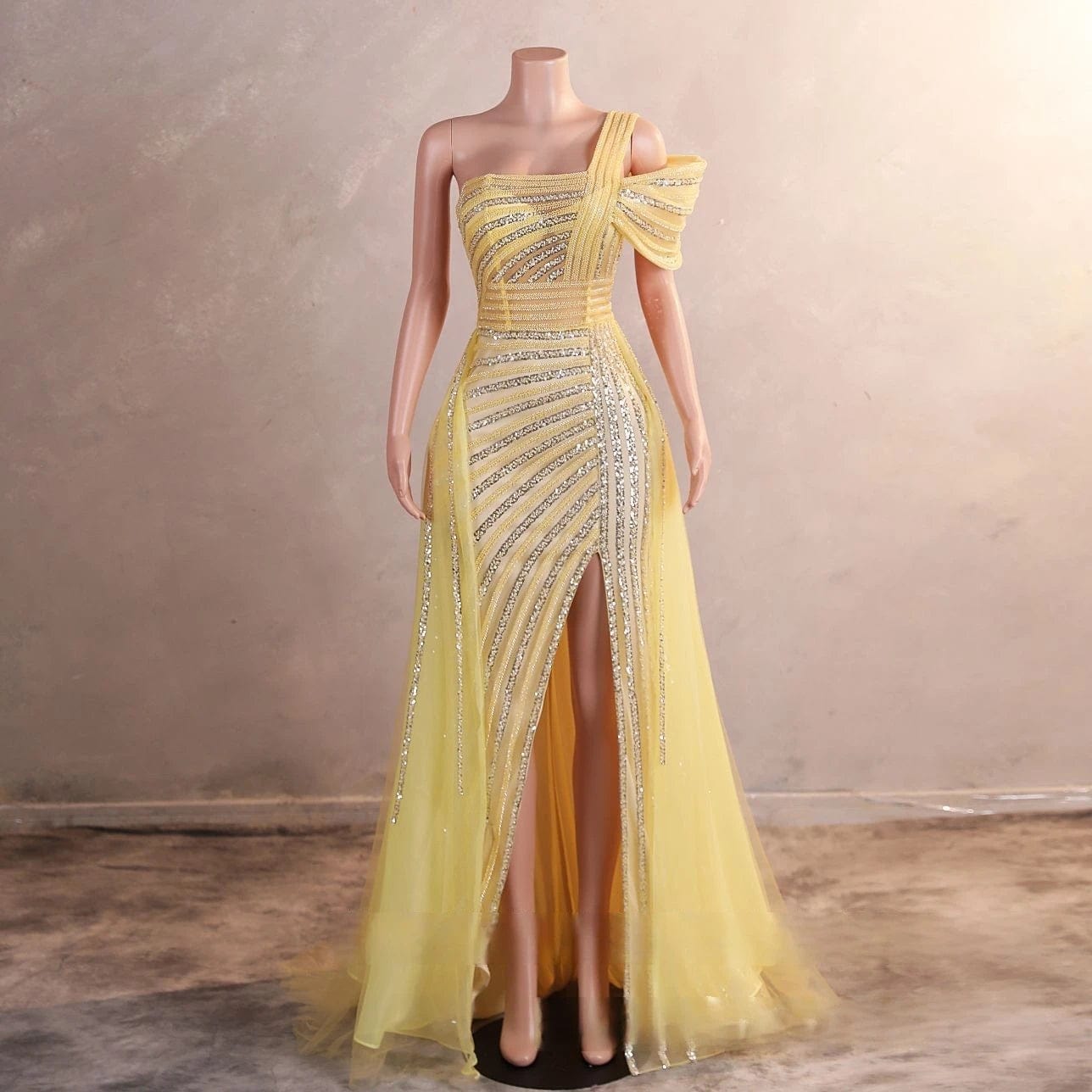 Ocstrade Formal High Split Host Dress 2024 Rhinestone Sequin Glamorous Party Dresses Luxury Beading Wedding Dress Shiny Sequin