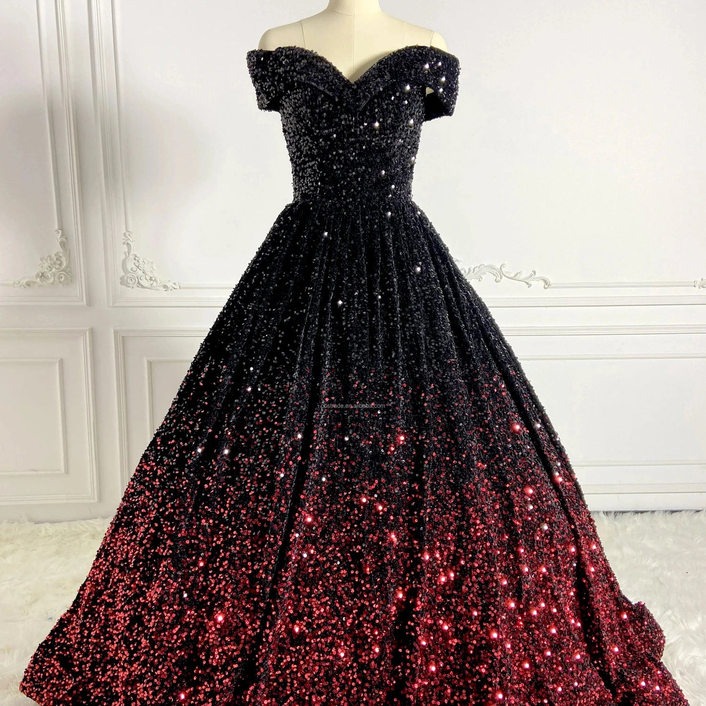 Ocstrade Glitter Black And Red Gradient Maxi Dresses Women Party Evening Elegant Long Gown Gowns For Women Prom Evening Dresses