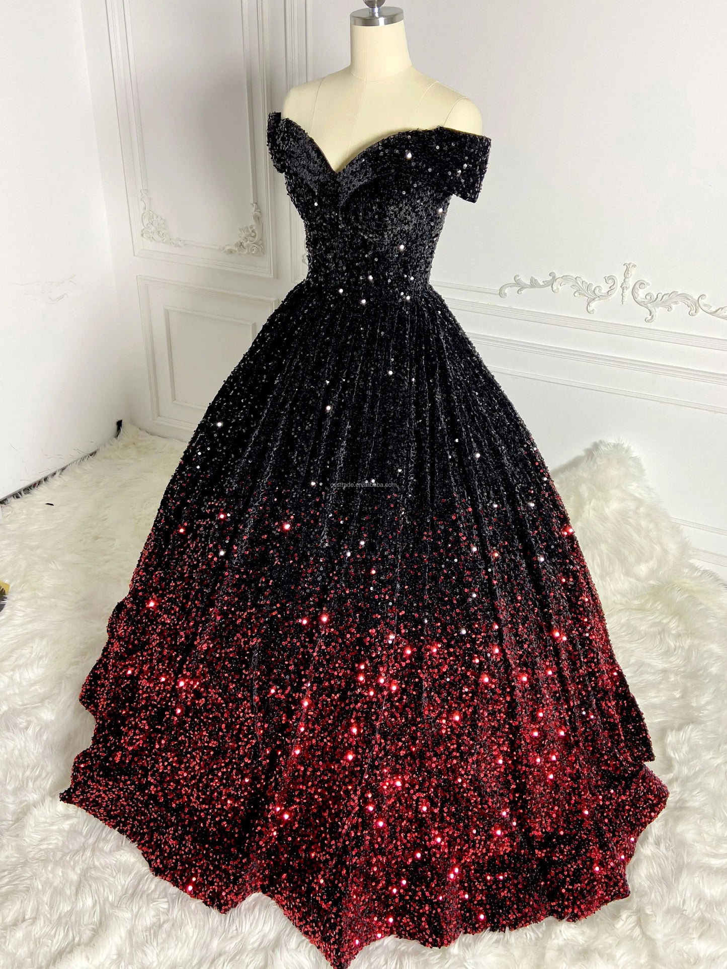 Ocstrade Glitter Black And Red Gradient Maxi Dresses Women Party Evening Elegant Long Gown Gowns For Women Prom Evening Dresses