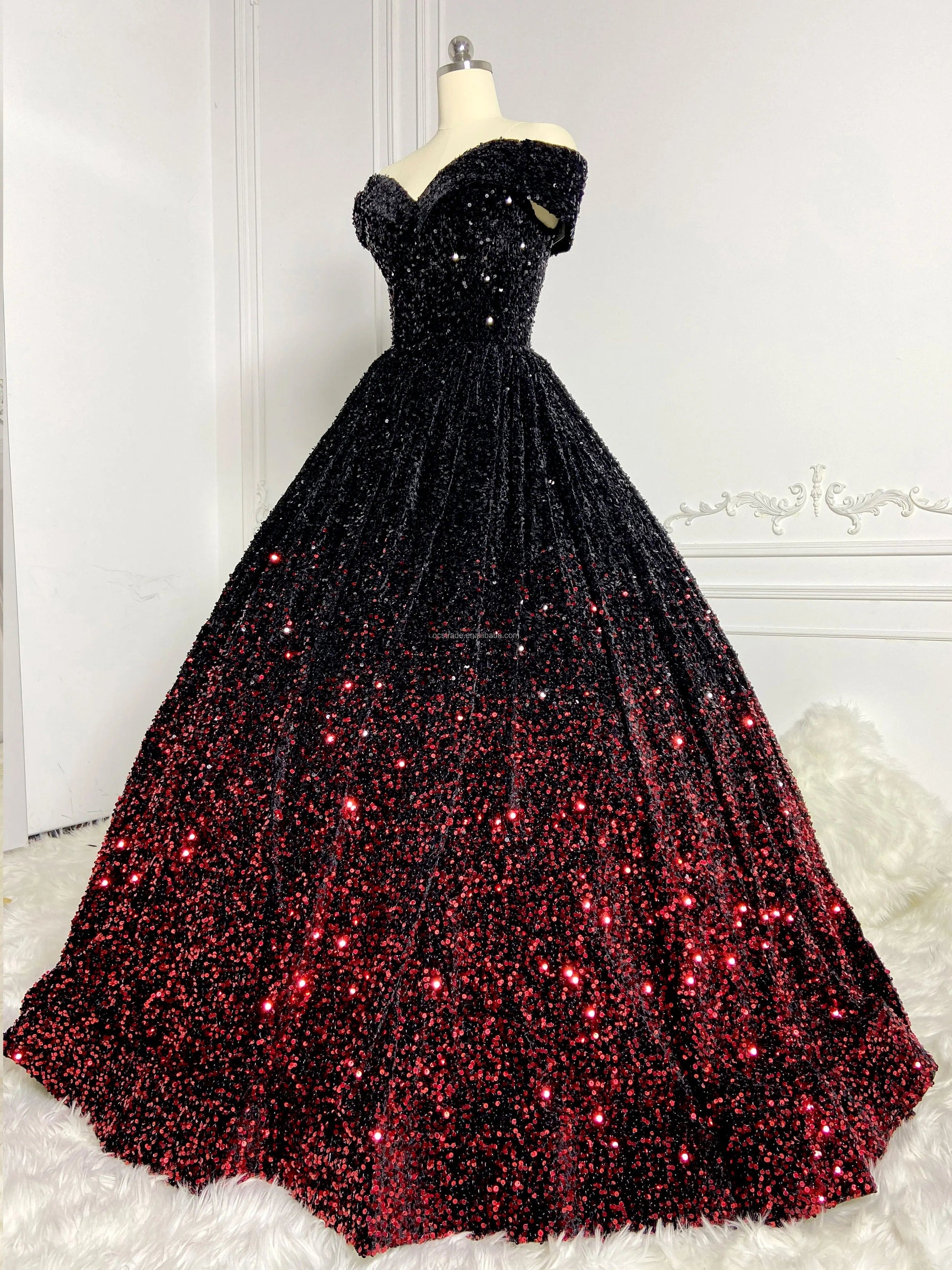 Ocstrade Glitter Black And Red Gradient Maxi Dresses Women Party Evening Elegant Long Gown Gowns For Women Prom Evening Dresses