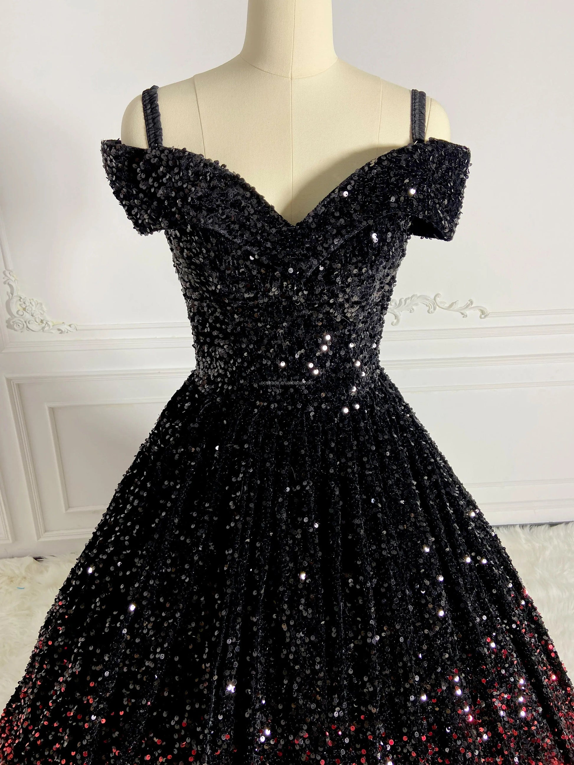 Ocstrade Glitter Black And Red Gradient Maxi Dresses Women Party Evening Elegant Long Gown Gowns For Women Prom Evening Dresses