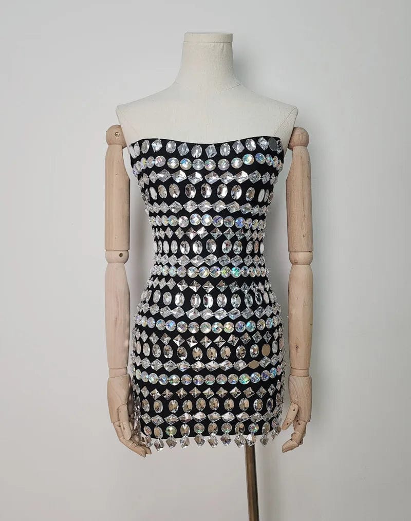 Ocstrade High Quality Fashion Long Sleeve Crystal Rhinestone Dresses Party Elegant Luxury Evening Dress Black Bandage Club Dress