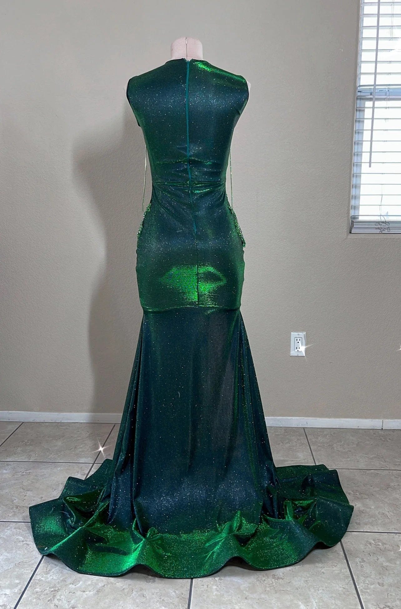 Ocstrade Vestido Shiny Luxury Rhinestone Crystal Sparkly Prom Dresses Emerald Green High Split Long Gown Evening Dress Elegant