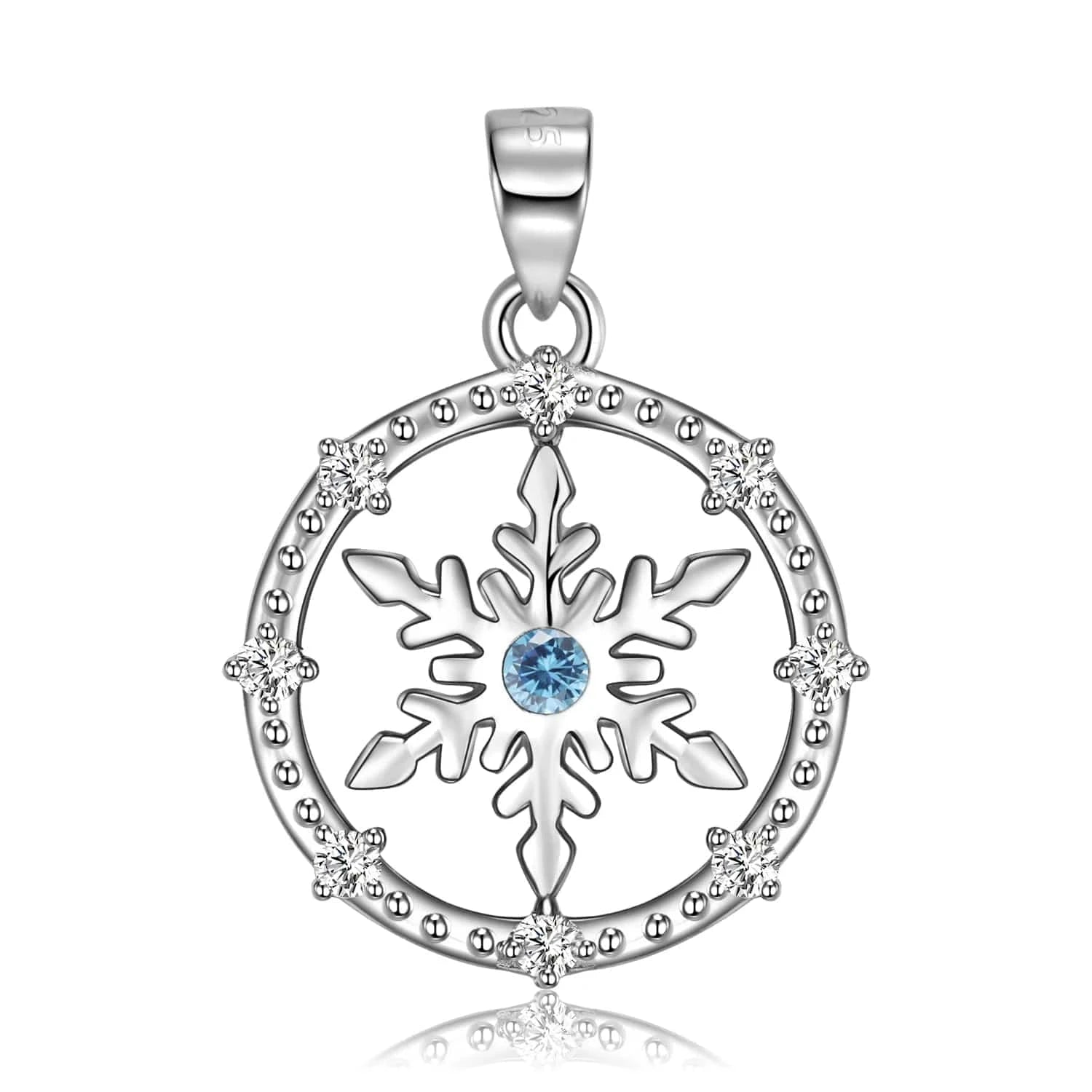 ODPNC0076 Snowflakes Pendant Necklace 925 Sterling Silver Bow-Knot Bell Heart Pendant for Women Necklaces Jewelry Making Christmas Gifts