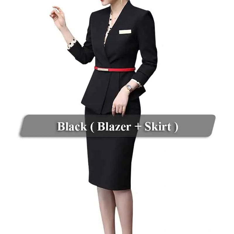 OEM High Quality Beige Two-Piece Set Office Lady Skirt Suit Uniform Design for Women Business Formal Work Wear