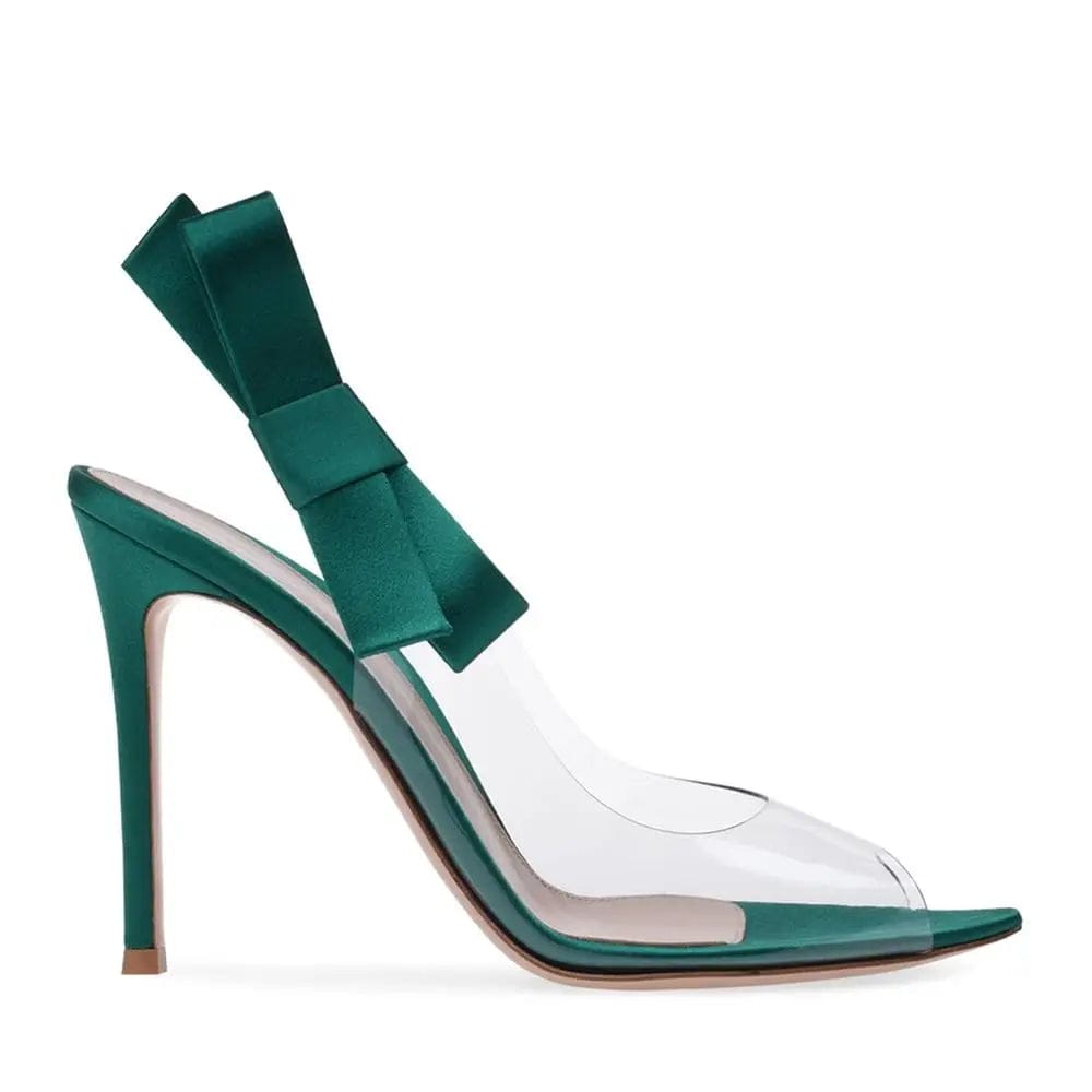 OEM/ODM women peep-toe pumps thin high heel ankle trap pvc transparent sandals for women bow sweety women heels shoes