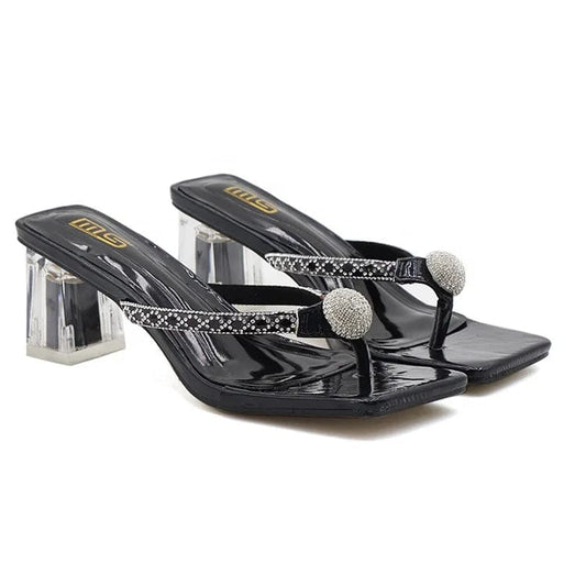 OEM/ODM Women Shoes Chunky Thick Mid-Heels Heels Lady Female Slippers Rubber Leather Heeled Sandals For Women Producers