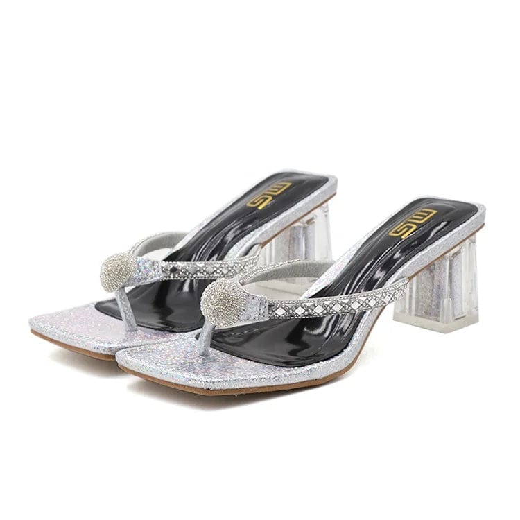 OEM/ODM Women Shoes Chunky Thick Mid-Heels Heels Lady Female Slippers Rubber Leather Heeled Sandals For Women Producers