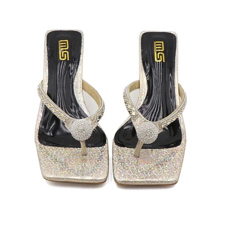 OEM/ODM Women Shoes Chunky Thick Mid-Heels Heels Lady Female Slippers Rubber Leather Heeled Sandals For Women Producers