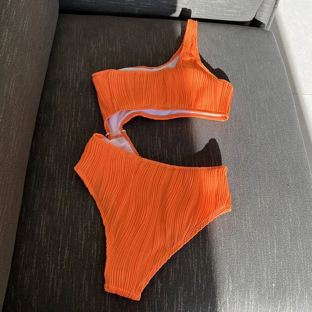 OEM Service Custom Sexy One Piece Swimsuits Women One Shoulder Swimwear Summer 2024 Push Up Bathing Suit Beach Wear Pool Bather